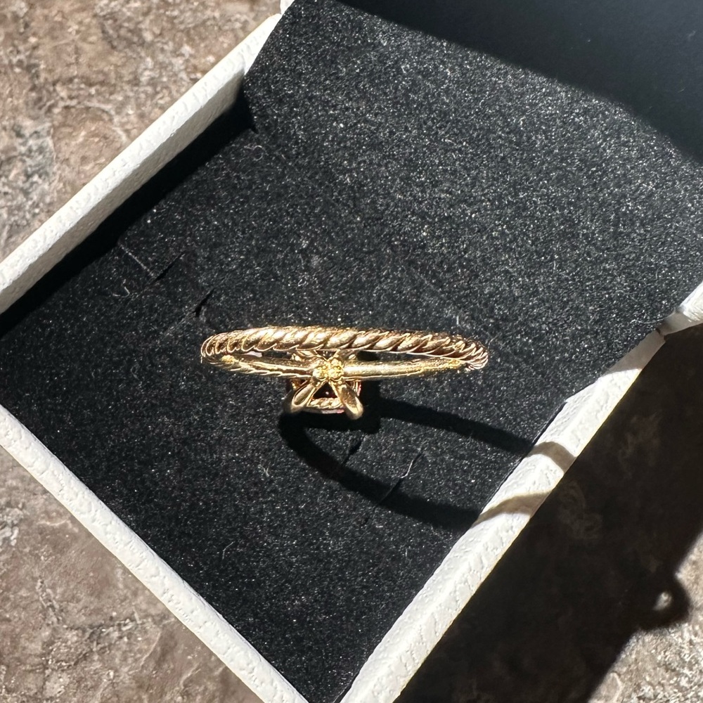 David Yurman Chatelaine® Ring in 18K Yellow Gold with Pavé Diamonds (Garnet) - Picture 4 of 6